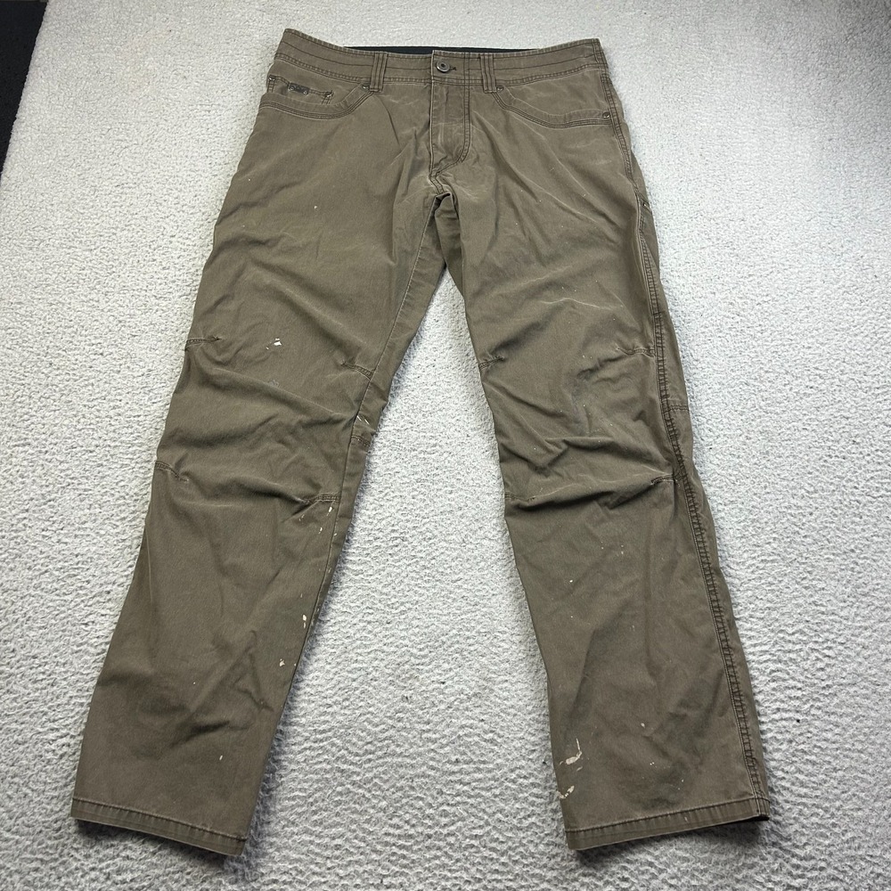 Kuhl Revolvr Pants Mens 34x32 Outdoor Hiking Canvas Vintage Patina Dye -stains